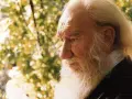 Anciano de barba blanca y larga, con el pelo rubio, reflexiona bajo la luz del sol. Su mirada profunda evoca el significado de Fernando.