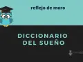 Búho con birrete y gafas, sobre el texto "reflejo de moro" y "DICCIONARIO DEL SUEÑO".