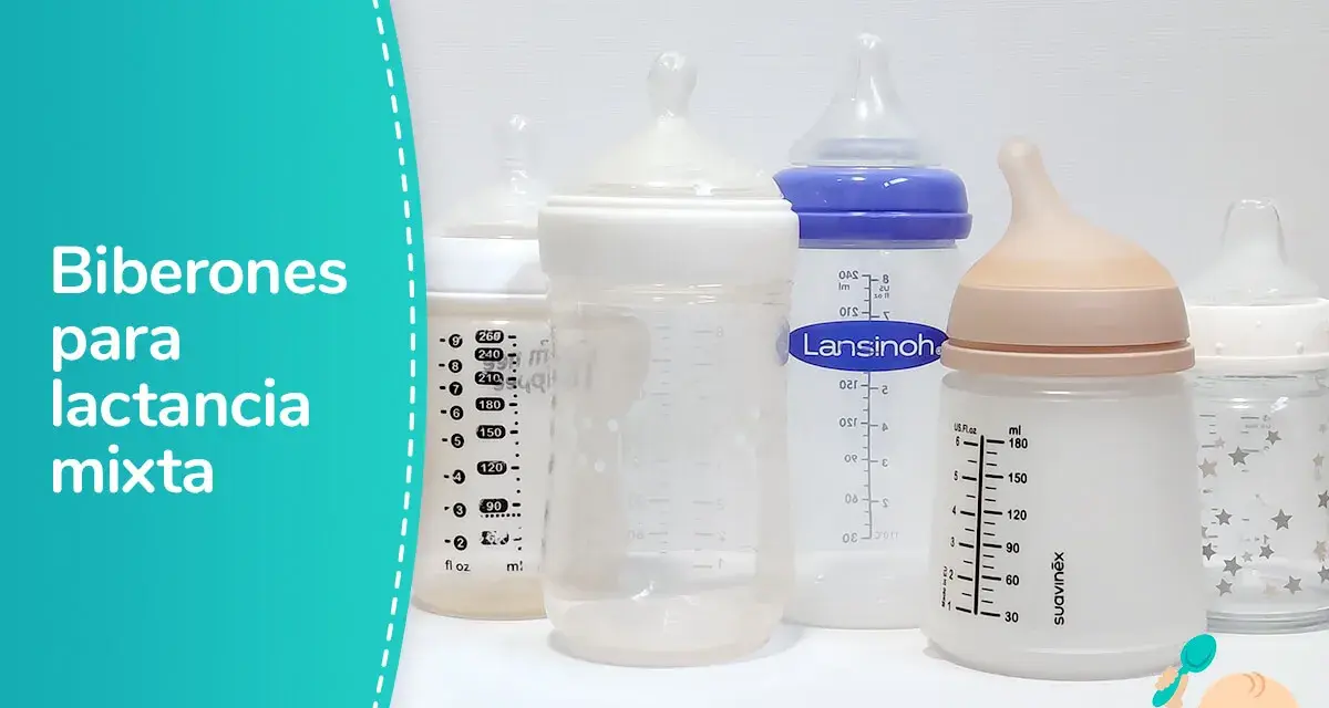 Varios biberones para bebé, ideales para lactancia mixta. Un biberon bebe 1 mes con medidas claras.
