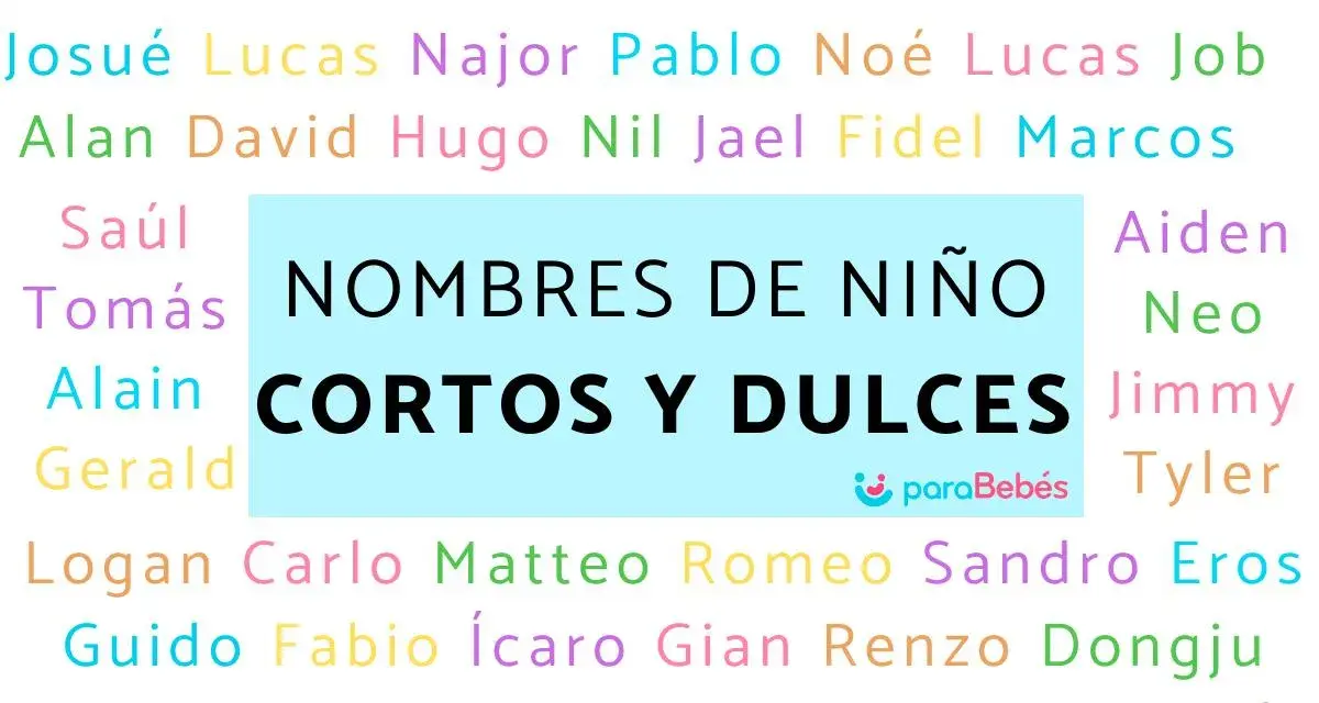 Lista de nombres de niño cortos y dulces como Lucas, Alan, Hugo, Eros, y más.