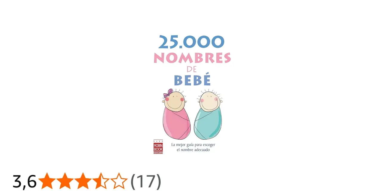 Guía "25.000 Nombres de Bebé" con dos bebés envueltos, ideal para la elección del nombre perfecto.
