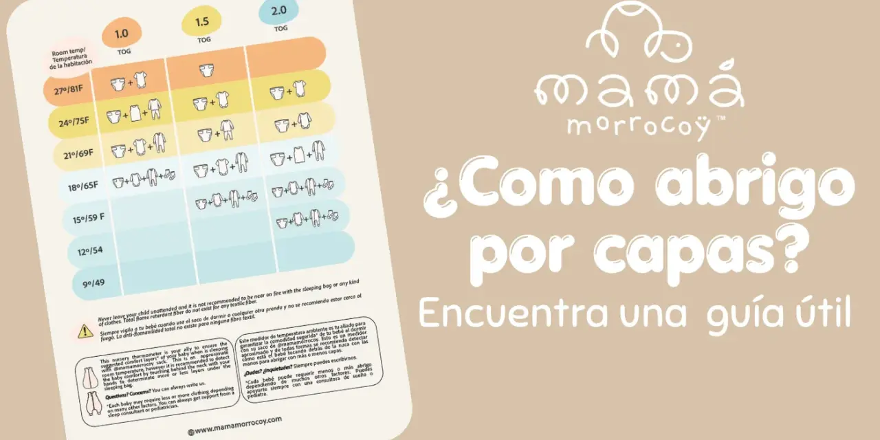 Guía para saber como abrigar bebé dormir por capas según la temperatura.