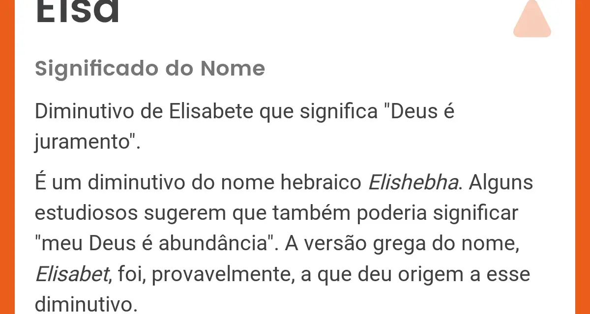 Elsa, diminutivo de Elisabete, significa "Deus é juramento". El nombre Elsa tiene raíces hebraicas.