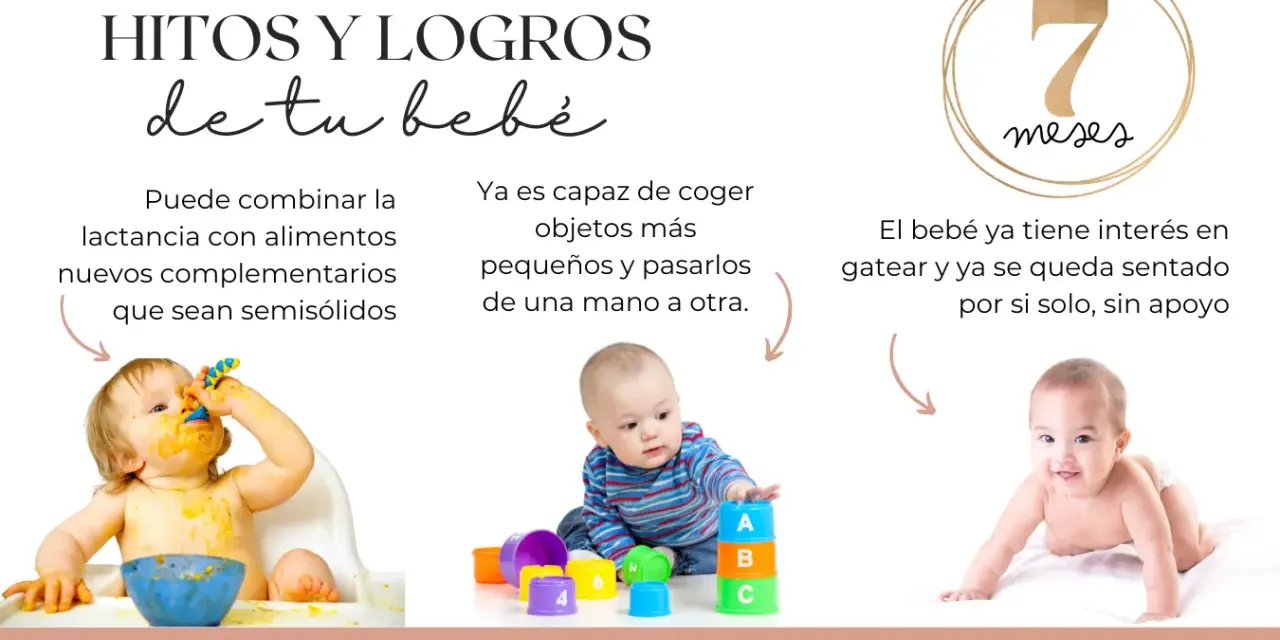 Un bebé de 7 meses aprende a comer solo, juega con bloques y gatea.