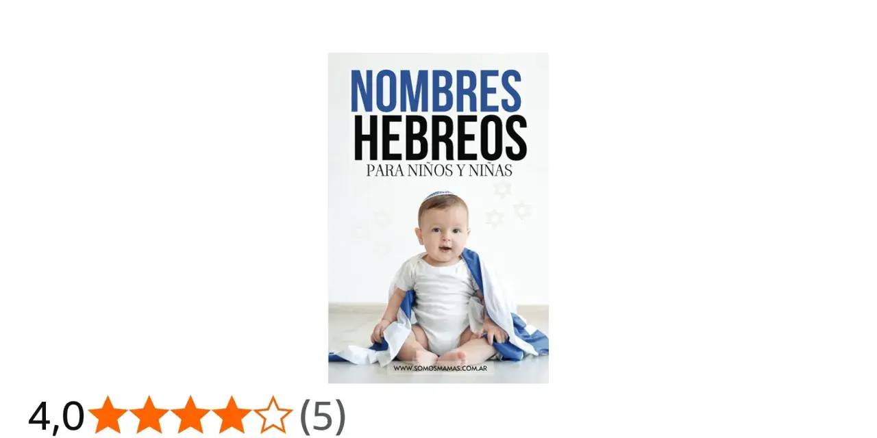 Un bebé sonriente con un kipá y una bandera de Israel. El texto dice "Nombres Hebreos para Niños y Niñas".