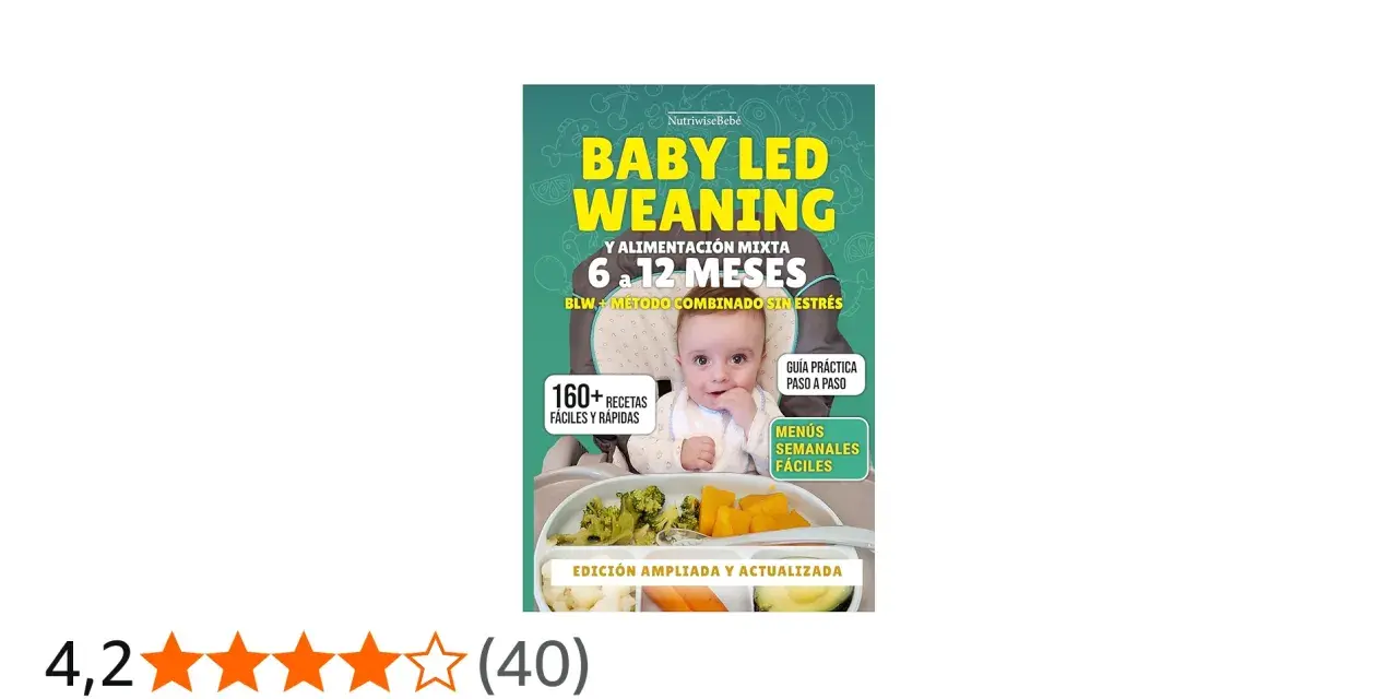 Guía de alimentación para bebé de 6 meses: Baby Led Weaning y mixta. Incluye 160+ recetas fáciles, menús semanales y guía paso a paso.