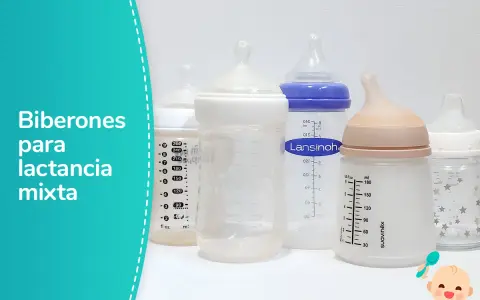 Varios biberones para bebé, ideales para lactancia mixta. Un biberon bebe 1 mes con medidas claras.