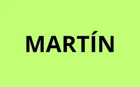 El nombre "MARTÍN" en letras negras sobre un fondo verde lima.