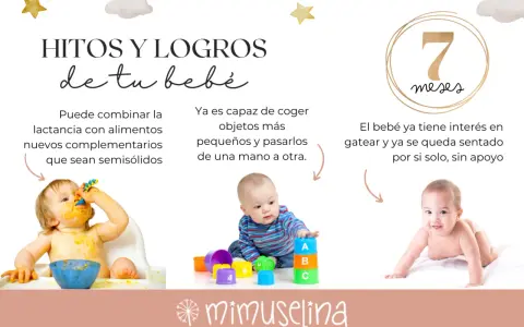 Un bebé de 7 meses aprende a comer solo, juega con bloques y gatea.