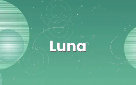 El nombre "Luna" aparece en letras blancas sobre un fondo verde con círculos y puntos.