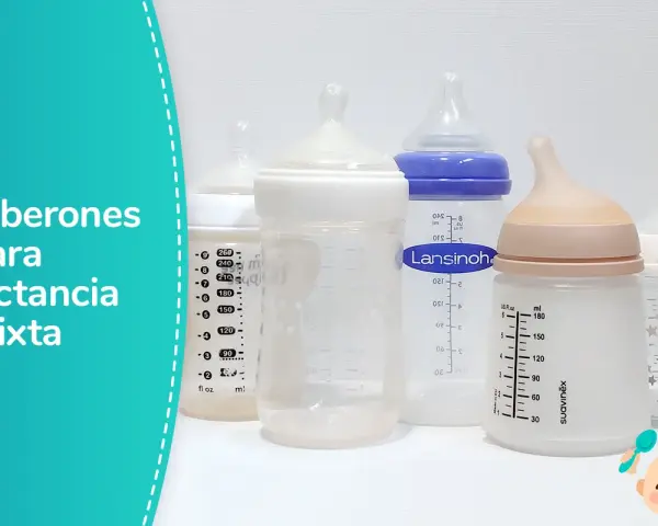 Varios biberones para bebé, ideales para lactancia mixta. Un biberon bebe 1 mes con medidas claras.