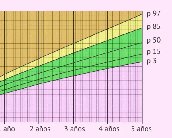 Gráfica de percentil de peso para la edad de un bebé, mostrando categorías de bajo peso, normal, riesgo de sobrepeso y sobrepeso.