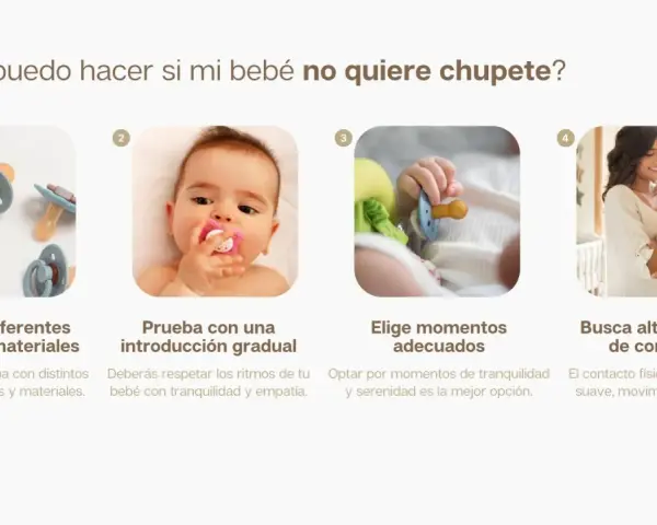 Bebé rechaza el chupete. Explora marcas, prueba gradualmente, elige momentos y busca consuelo alternativo.