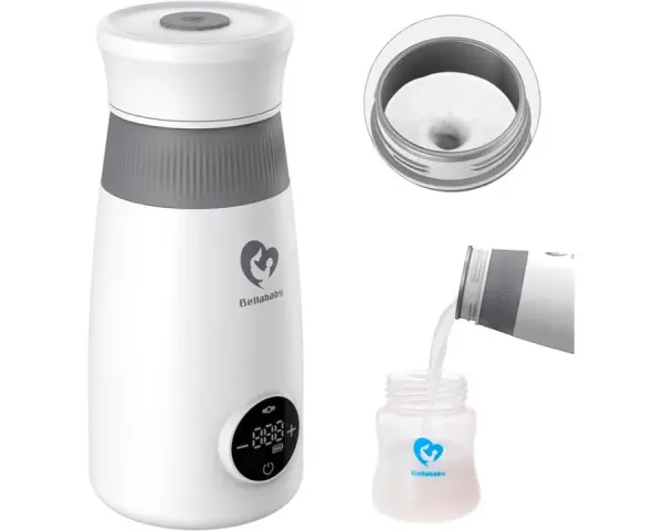 Demostración de como funciona un calienta biberones: el dispositivo calienta agua para verterla en un biberón.
