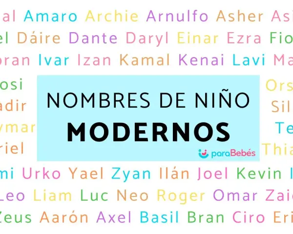 Lista de nombres de niños modernos como Adal, Biel, Goran, Mosi, Nadir, Neymar, Oriel, Umi, Urko, Yael, Zyan, Ilán, Joel, Kevin, Ian, Leo, Liam, Luc, Neo, Roger, Omar, Zaid, Zeus, Aarón, Axel, Basil, Bran, Ciro y Eric.