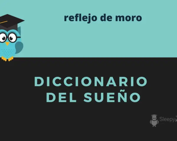 Búho con birrete y gafas, sobre el texto "reflejo de moro" y "DICCIONARIO DEL SUEÑO".