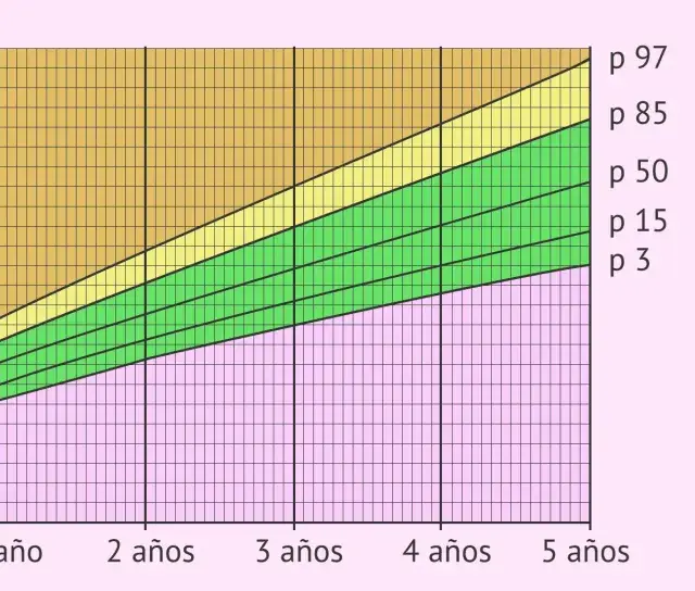 Gráfica de percentil de peso para la edad de un bebé, mostrando categorías de bajo peso, normal, riesgo de sobrepeso y sobrepeso.
