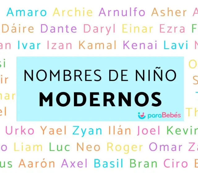Lista de nombres de niños modernos como Adal, Biel, Goran, Mosi, Nadir, Neymar, Oriel, Umi, Urko, Yael, Zyan, Ilán, Joel, Kevin, Ian, Leo, Liam, Luc, Neo, Roger, Omar, Zaid, Zeus, Aarón, Axel, Basil, Bran, Ciro y Eric.