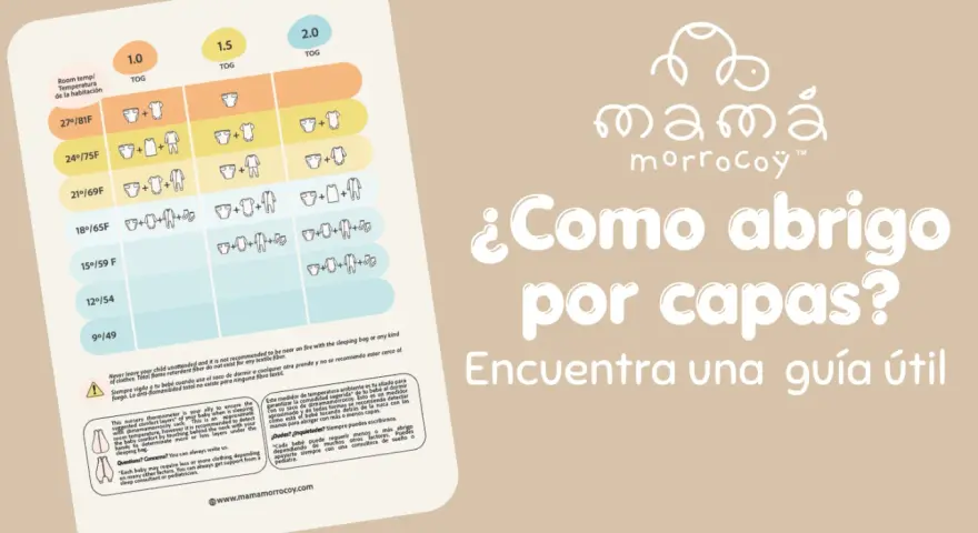 Guía para saber como abrigar bebé dormir por capas según la temperatura.