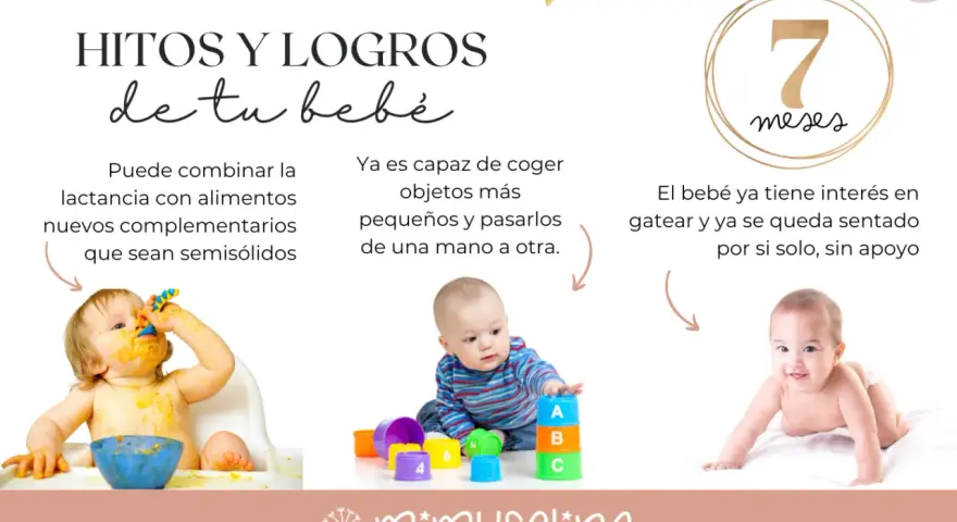 Un bebé de 7 meses aprende a comer solo, juega con bloques y gatea.