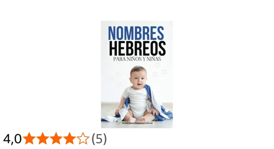 Un bebé sonriente con un kipá y una bandera de Israel. El texto dice "Nombres Hebreos para Niños y Niñas".