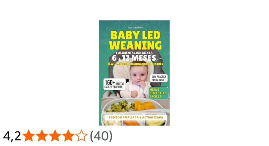 Guía de alimentación para bebé de 6 meses: Baby Led Weaning y mixta. Incluye 160+ recetas fáciles, menús semanales y guía paso a paso.