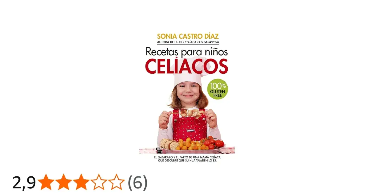 Ni&ntilde;a sonriente con gorro de chef, sosteniendo brochetas. Portada de libro 